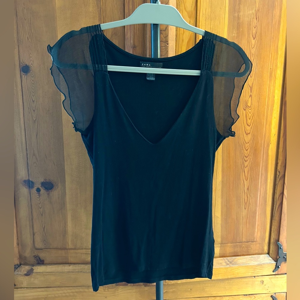Zara Black V-Neck Shirt